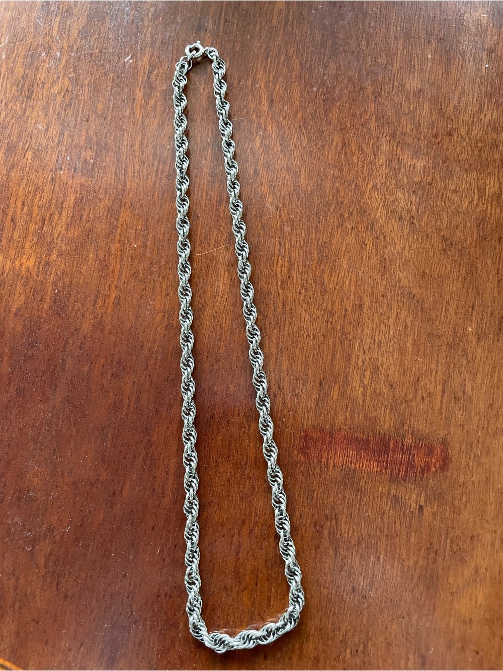 Unisex Vintage Sterling Silver Oxidized Twist Rope Chain Necklace 20 Gm 19 inch